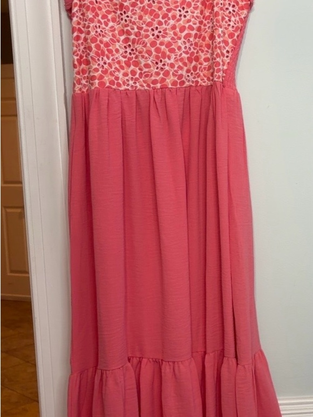Haptics Coquette Pink Floral Maxi Dress | Ruffle Sleeve | Size Small - Picture 2 of 2